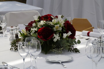 a beautiful wedding flower arrangement on the table