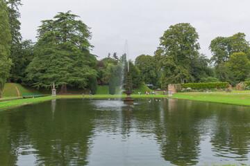 Fountain on the lake in the park