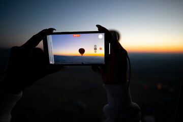 Hot air balloons in the sky at Cappadocia