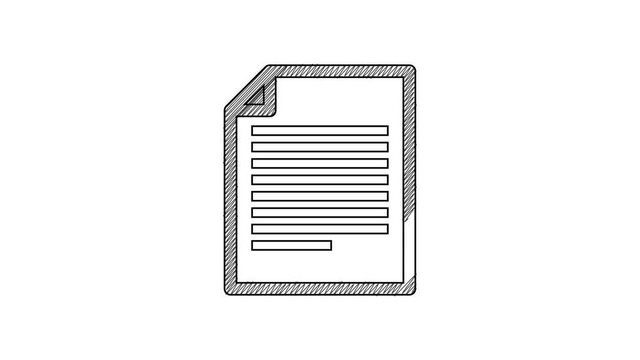 Black line Document icon isolated on white background. File icon. Checklist icon. Business concept. 4K Video motion graphic animation