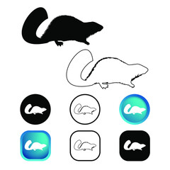 Abstract Beaver Mammal Animal Icon Set
