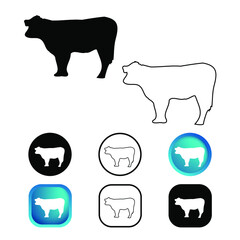 Abstract Cow Animal Icon Set
