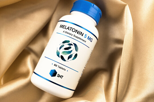 Melatonin Pills In The Jar. Dietary Supplement Editorial Photo