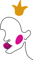 Vector woman face in line art style on white background. Modern creative minimal design. Fashion illustration.