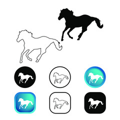 Abstract Horse Animal Icon Set
