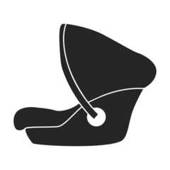 Baby car seat vector black icon. Vector illustration safety chair on white background. Isolated black illustration icon baby car seat.