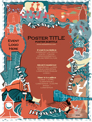 Artistic template for posters, book cover , magazine for any cultural event or exibition. It  the exhibition of performing & visual art.    