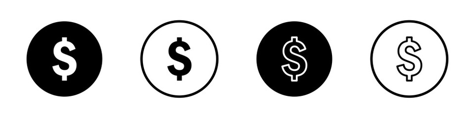 Dollar icons set. Dollar coins isolated on white background. Vector illustration