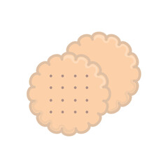Biscuit flat icon. Pictogram for web. Line stroke. Cookie isolated on white background. Outline vector eps10