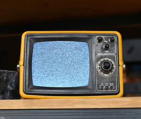 Old little television set close up.