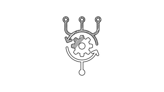 Black line Algorithm icon isolated on white background. Algorithm symbol design from Artificial Intelligence collection. 4K Video motion graphic animation
