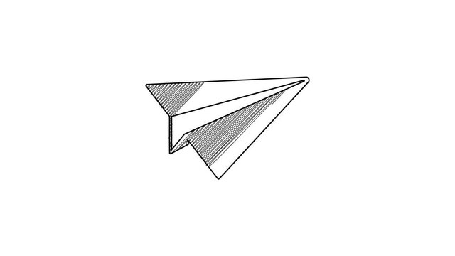 Black line Paper plane icon isolated on white background. Paper airplane icon. Aircraft sign. 4K Video motion graphic animation