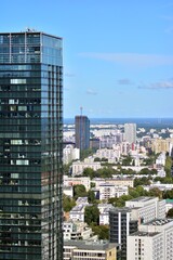 Aerial cityscape of  city from viewing tarrace  