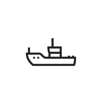 boat line icon. sea vessel symbol. isolated vector image
