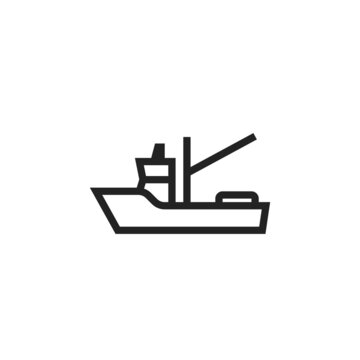 fishing trawler line icon. water transport symbol. isolated vector image