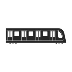 Subway train black vector icon.Black vector illustration cargo. Isolated illustration of subway train icon on white background.