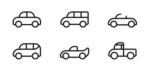 car line icon set. automobile and transport symbols