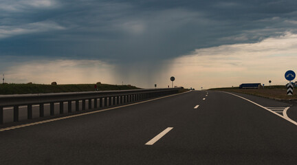 Rain clouds over the highway