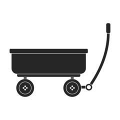 Garden wagon black vector icon.Black vector illustration wheelbarrow. Isolated illustration of garden wagon icon on white background.