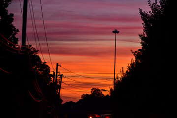 Vibrant sunset sky over an Atlanta during Labor Day weekend  