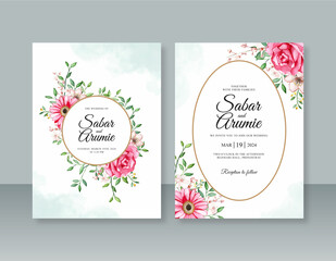 Floral watercolor painting for wedding invitation template