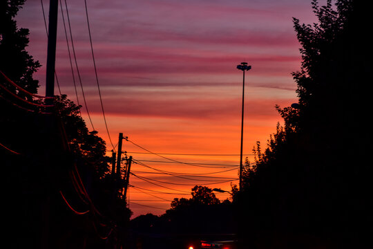 Vibrant Sunset Sky Over An Atlanta During Labor Day Weekend  