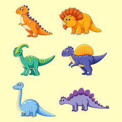cute dinosaur character set