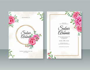 Hand painted watercolor painting for beautiful wedding invitation template