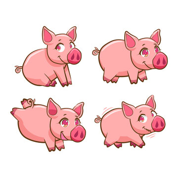 cute pig character set