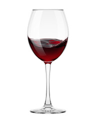 red Wine in glass isolated on white background, full depth of field, clipping path
