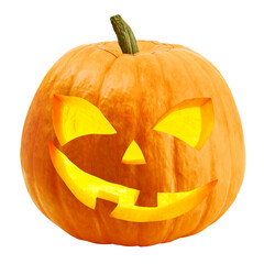 Halloween pumpkin isolated on white background, clipping path, full depth of field