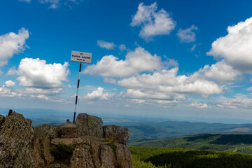 Mountain landscape with the peak of Piatra Goznei 1447 meters, from the Semenic mountains, from the Banat area