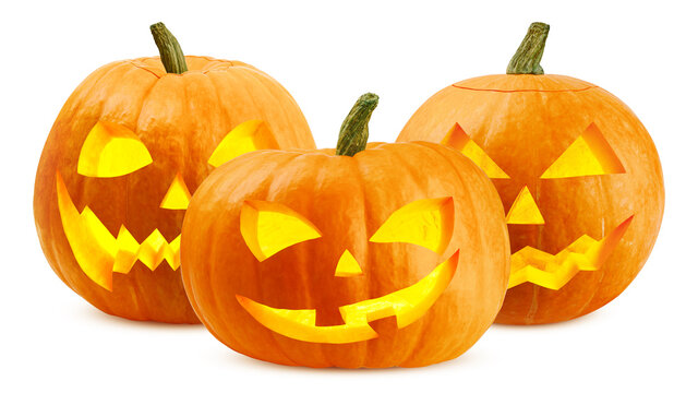 Halloween pumpkin isolated on white background, clipping path, full depth of field