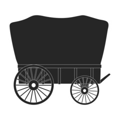 Fototapeta na wymiar Wild west wagon black vector icon.Black vector illustration old carriage. Isolated illustration of wild west wagon icon on white background.