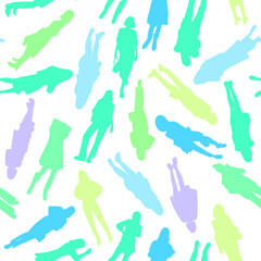 Colored pattern of trendy girls dressed in street style. Concept for fashion and beauty. Vector illustration.