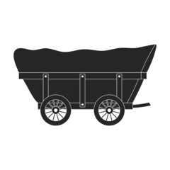 Wild west wagon black vector icon.Black vector illustration old carriage. Isolated illustration of wild west wagon icon on white background.
