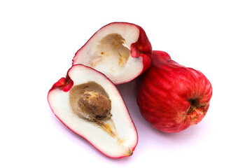 Jambu Bol or Jambu Jamaica isolated on a white background also known as Malay red rose Apple...