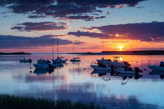boats at sunset