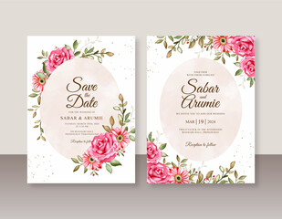 Floral watercolor painting for beautiful wedding invitation template