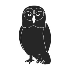 Owl bird black vector illustration of icon. .Vector icon of animal owl. Isolated black illustration of bird animal on white background.