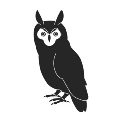 Owl bird black vector illustration of icon. .Vector icon of animal owl. Isolated black illustration of bird animal on white background.