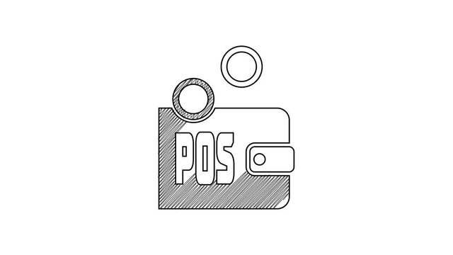 Black line Proof of stake icon isolated on white background. Cryptocurrency economy and finance collection. 4K Video motion graphic animation