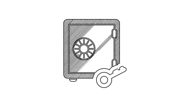 Black line Proof of stake icon isolated on white background. Cryptocurrency economy and finance collection. 4K Video motion graphic animation