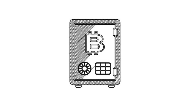 Black line Proof of stake icon isolated on white background. Cryptocurrency economy and finance collection. 4K Video motion graphic animation
