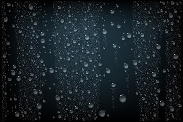 Black Background With Water Drops. Vector Photo Realistic Image Of Raindrops Or Vapor