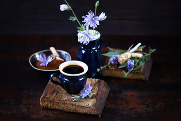 Obraz na płótnie Canvas Healthy drink chicory. Chicory flowers.
