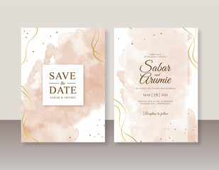 Elegant wedding invitation template with watercolor splash