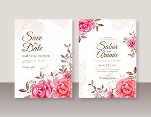 Hand painted floral watercolor for wedding invitation template