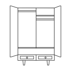 Cupboard vector icon.Outline vector icon isolated on white background cupboard.