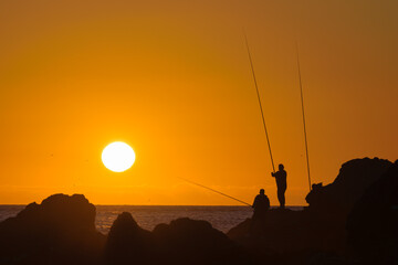 Fototapeta na wymiar Sunset on a beautiful afternoon on the coast